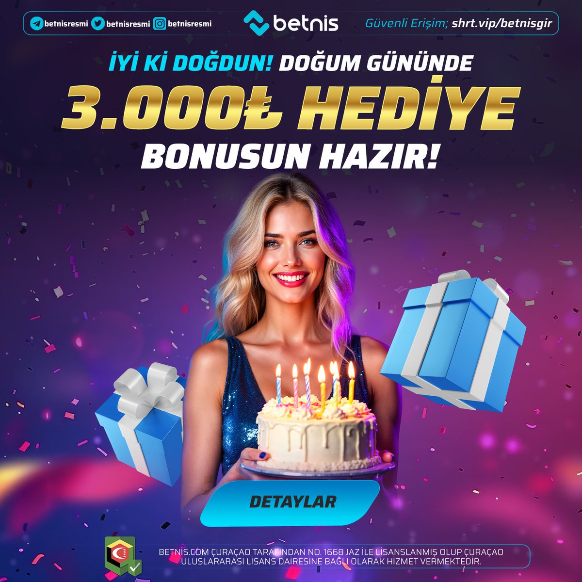 XBetnis's tweet photo. 🎉 DOĞUM GÜNÜNE ÖZEL ÇİFTE SÜRPRİZ!

🎁 Geçmiş yatırımlarına göre 3.000 TL’ye kadar HEDİYE BONUS
💰 Ayrıca %50 ÇEVRİMSİZ Slot Bonusu veya %50 Freebet fırsatı!

🎂 Doğum gününü kazançla kutla!

https://t.co/Gzo7zz8LX3 https://t.co/CXpJSfdKc1