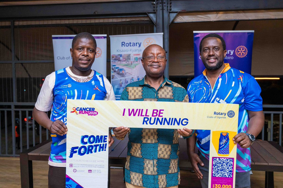 UgRotaryCancerP's tweet photo. The @RCKulambiro2021 & @RcKisaasiKyanja  have officially confirmed their participation in the #CancerRunUg26 under the theme: #GgwangaMujje, due 30th August 2026.   

Join us too as we make a difference in the lives of those battling with ♋️ by registering using the link: https://t.co/pUEmJJooYN to secure your running kit. #RotaryEyamba
