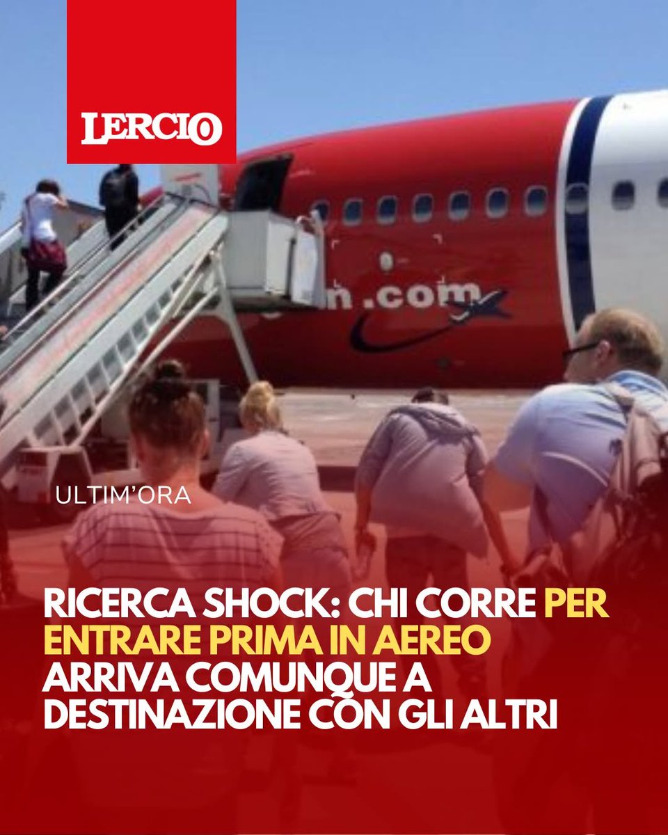 lercionotizie's tweet photo. #LERCIOSTORY  Ricerca shock: chi corre per entrare prima in aereo arriva comunque a destinazione con gli altri - di Alessandro Rossetti 

--> https://t.co/cGKXTOnNAD https://t.co/bfUL0NLVlv