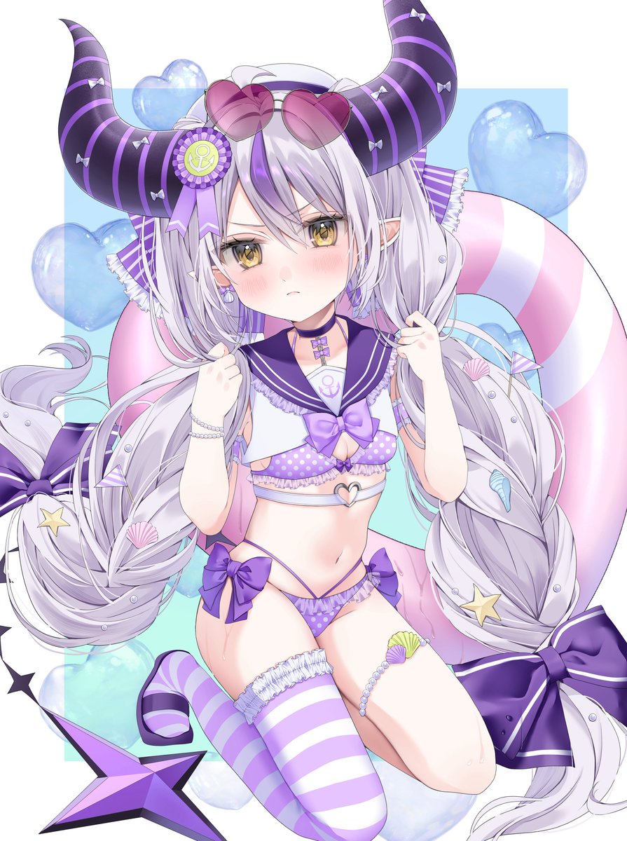 kochitora_9's tweet photo. マリン水着ラプ様🐚💜⚓️.⋆*

 #laplus_artdesu https://t.co/B4naLhfNfA