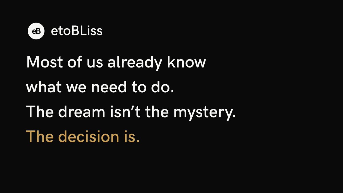 eto_bliss's tweet photo. Day 2. 
The dream was never the mystery.
The decision was.
The Becoming. https://t.co/Xc0eNyya1h