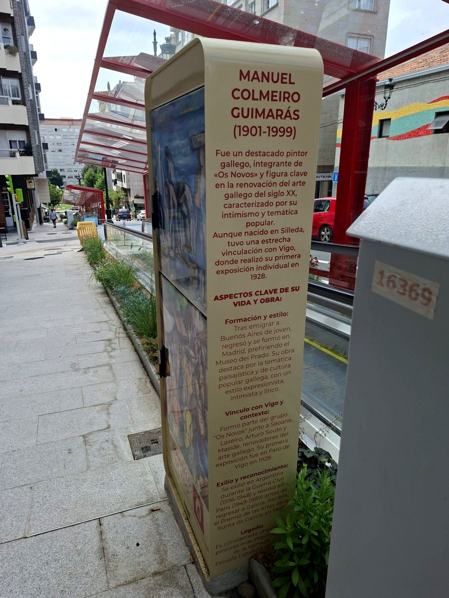 bngvigo's tweet photo. A carón das novas ramplas da rúa Pintor Colmeiro tiveron o acerto de aproveitar un armario eléctrico para, a través dun vinilo, dar a coñecer unha das figuras chave das artes plásticas en Galiza. 

O lamentábel é que decidiron facelo excluíndo a nosa lingua propia. Máis un acto de galegofobia que o BNG esixirá ao Goberno municipal que rectifique.