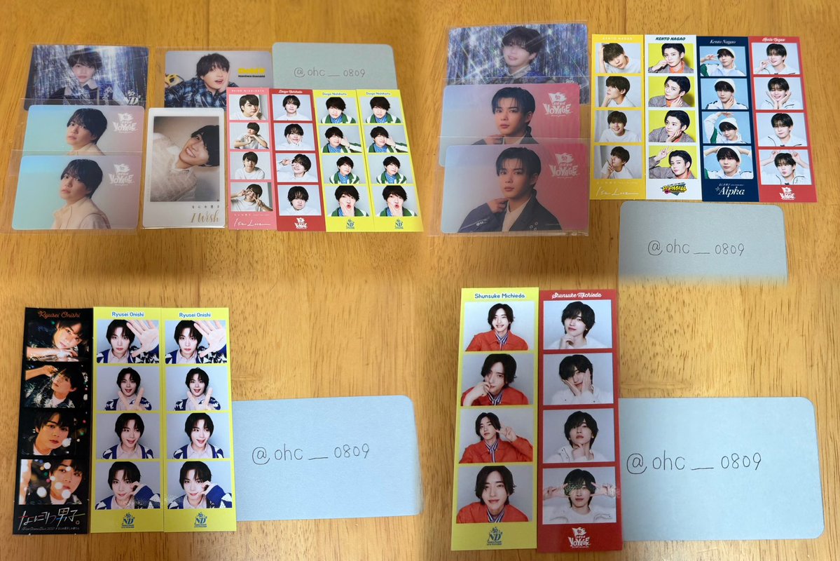 ohc____0809's tweet photo. なにわ男子 フォトカ トレカ クリアカード 過去物交換

【譲】画像
【求】同種大橋優先 （異種でも可）

大阪8/26、新潟両日、千葉10/27
会場手渡しまたは郵送

リプまたはDMまでお願いいたします🙇🏻‍♀️

#なにわ男子交換  #なにわ交換 https://t.co/3y0q2EV411
