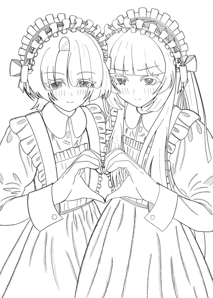 tanabata_7_7's tweet photo. 有村麻央と白草四音のメイド姿
上手く描けてる気がする！ https://t.co/GBELzF9Qpr