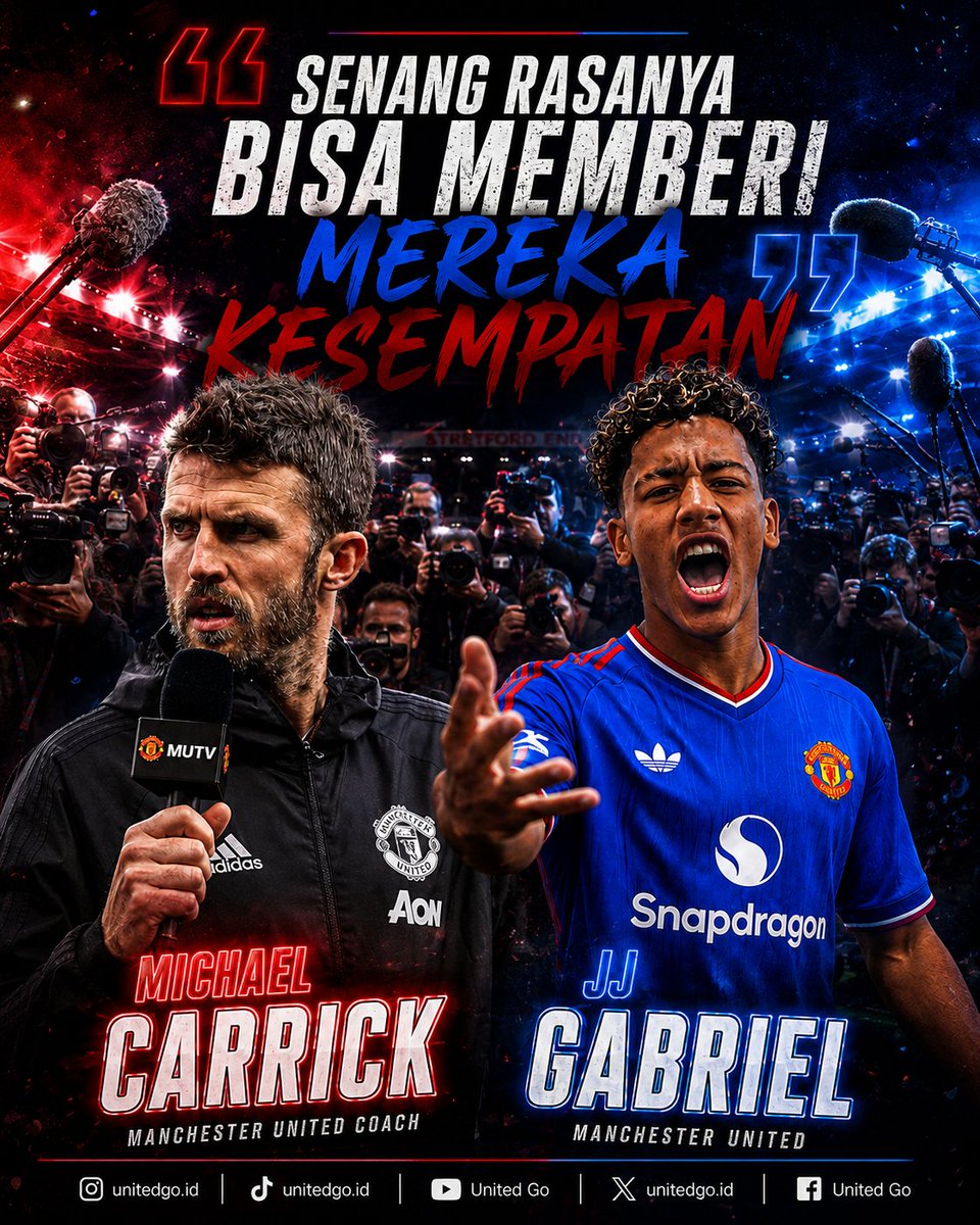 unitedgo_id's tweet photo. 🔴 | Carrick senang memberikan kesempatan kepada pemain muda 🫡

Pelatih kepala Manchester United, Michael Carrick, memuji pemain berusia 15 tahun, JJ Gabriel, setelah memberikan debut tim utama kepada bintang muda akademi tersebut https://t.co/oq66bM7gYM