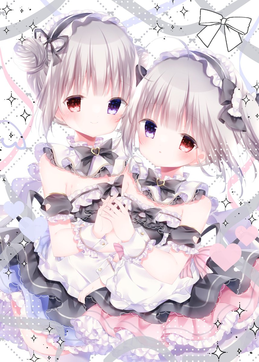 hari_iro_box's tweet photo. 🎀銀髪オッドアイシスターズ🎀 https://t.co/qruwCAvfYR