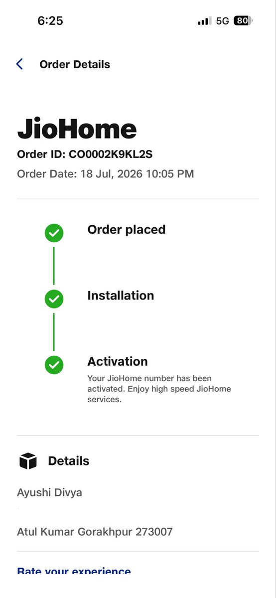 prashanjant's tweet photo. @JioCare My relocation request number CO0002K9KL2S is showing completed but no engineer has visited for relocation to my address. Kindly do the needful. https://t.co/hFOpQ431MS