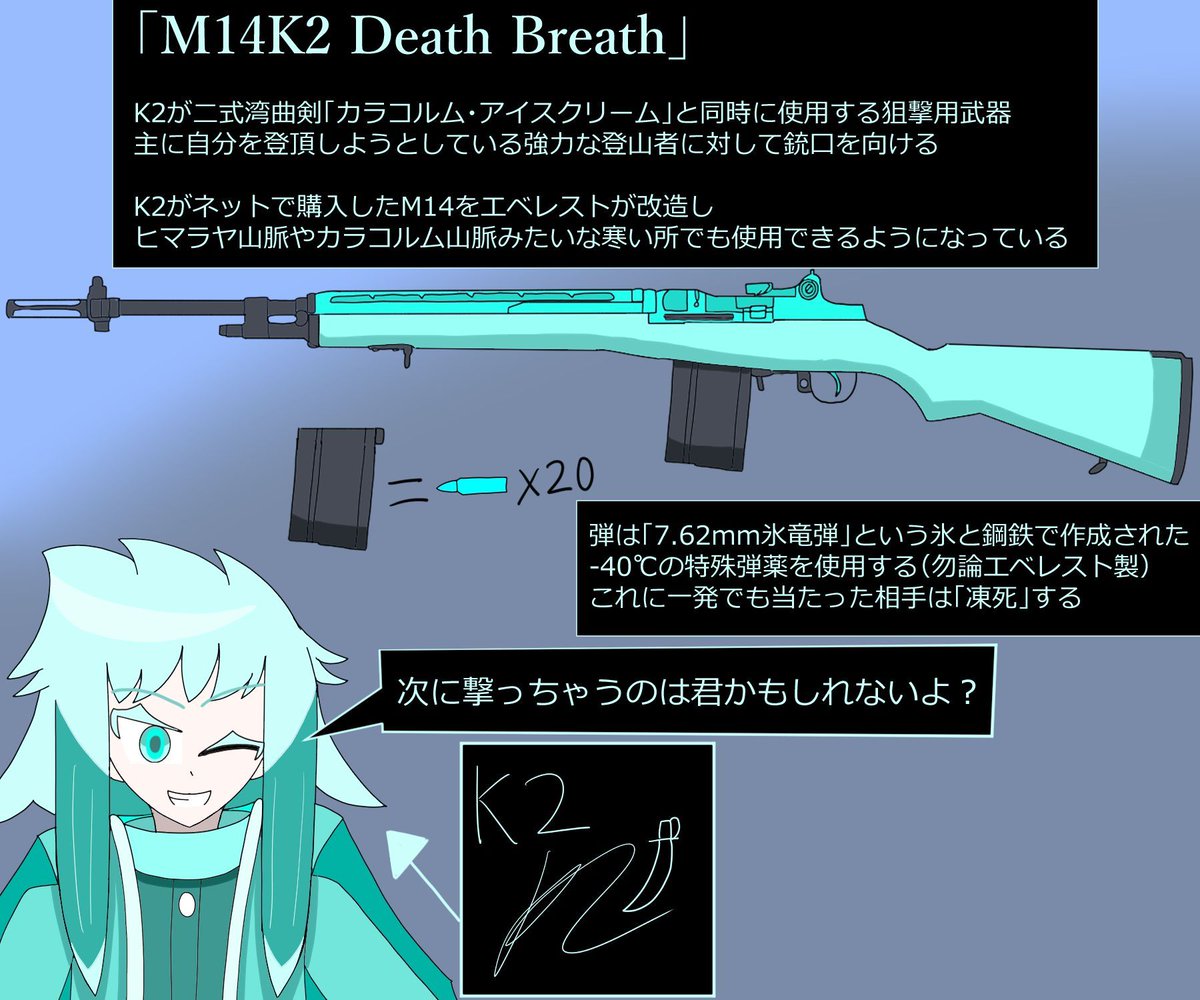 starflare_999's tweet photo. K2の武器はサーベルだけじゃない
#イラスト #山擬人化 #Mountaria https://t.co/Hza8kbUCLT