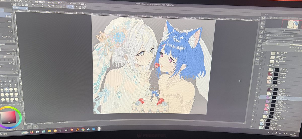 nspi___'s tweet photo. 頭禿げそうにな���ながらお絵描きしてます
もうちょっとが無限に長い、、、 https://t.co/PWzTagNmZc