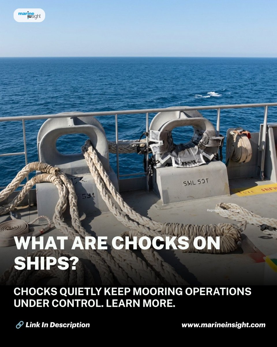 MarineInsight's tweet photo. They're easy to overlook but essential during mooring. Learn why shipboard chocks matter more than most people realize.
📚For More Read The Full Article: https://t.co/62ShYB0IZC
#Mooring #ShipDesign #DeckOperations #MarineInsight #chocks #shipconstruction #Merchantnavy https://t.co/pTsaY90c0x