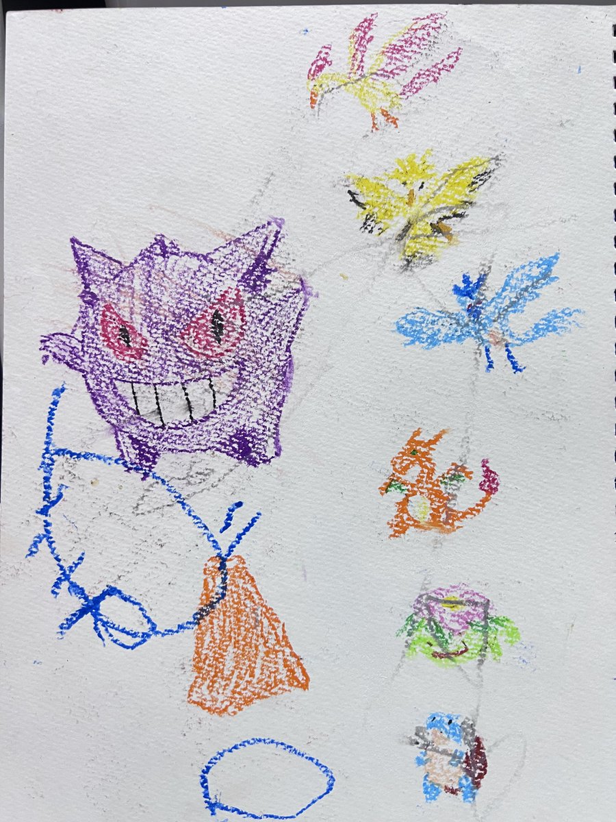 07Maker07's tweet photo. @chinba_pokepoke 皆さんの絵を見たら載せるのも恥ずかしいですがせっかく描いたので…
一枚目は伝説と御三家で埋め尽くそうと思ったのに早々に諦めた絵(苦笑)置いておいたら子供に落書きされて余計な線が入ってますが🙏
あとはやっぱり夏といえば、、、ゲンガー！！ https://t.co/I9mYni2zyG