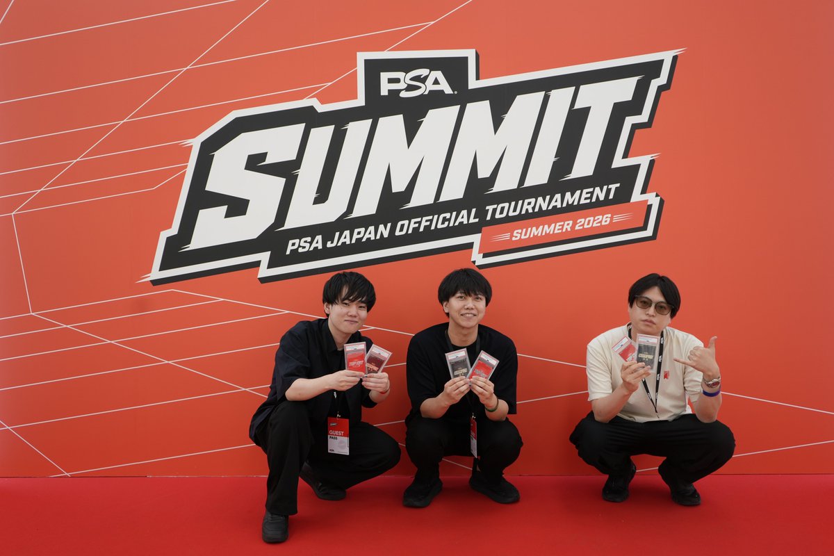 PSAcardJapan's tweet photo. 「PSA SUMMIT 2026 SUMMER」メインイベントを制し、頂点に輝いたのは――

🥇「はす連」チーム！

優勝おめでとうございます🏆

最後まで熱い戦いを繰り広げてくださった参加者の皆さまにも、心より拍手をお送りします👏 https://t.co/miRmSBgiXj