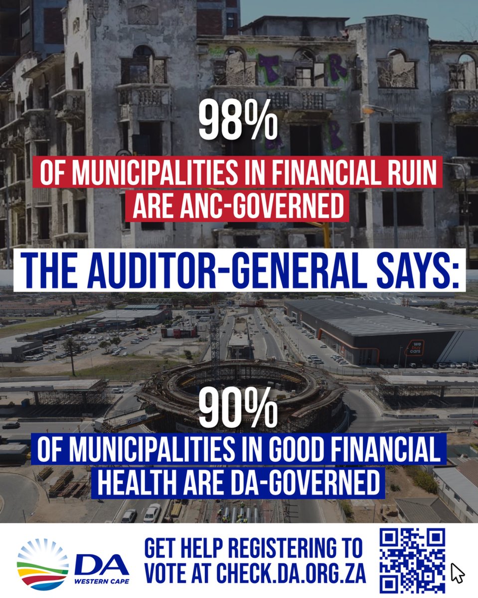 WesternCapeDA's tweet photo. 👀 Letting the ANC run your town or city is like ignoring every red flag because "this time it'll be different."

Go to your nearest voting station or visit https://t.co/weCwdhNLZs to register online.

#RegisterToVoteDA 💙 https://t.co/foYNnkxfni