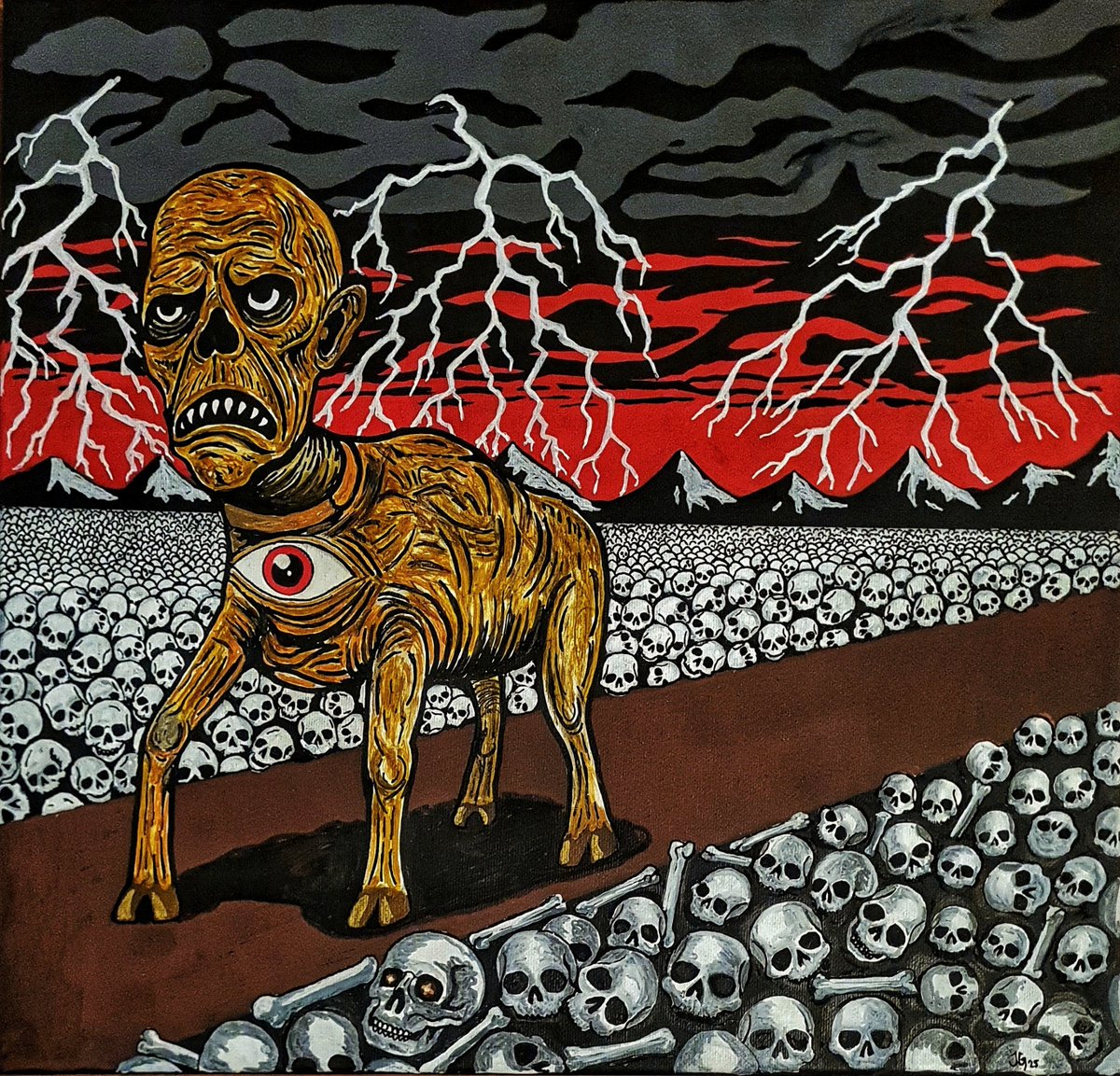 urorganism's tweet photo. Road to Kuur-Namtar

40x40cm. Acrylic ink on canvas.

#art #darkart #occult #obscure #bizarre #skulls #monster #acrylicpainting https://t.co/OyYC5mF30z
