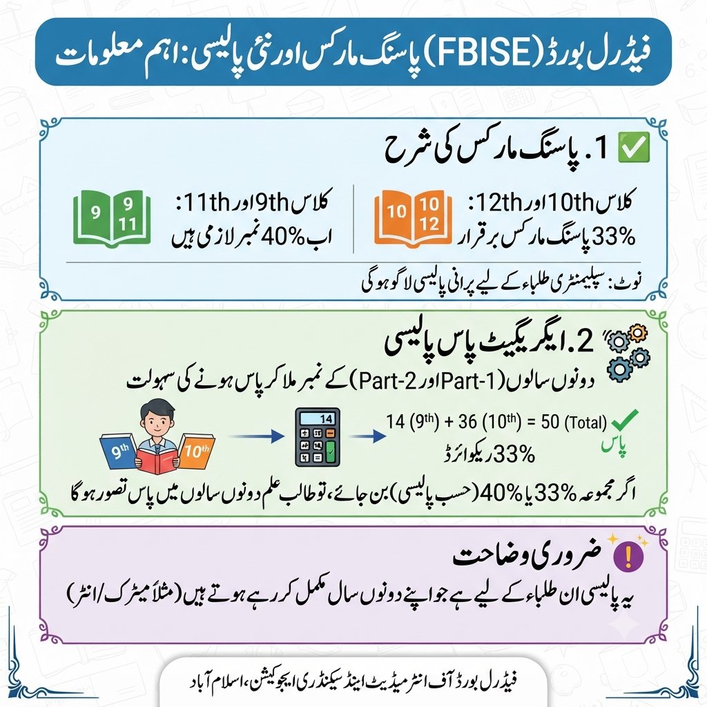 freeilmpk's tweet photo. 📷 فیڈرل بورڈ (FBISE) پاسنگ مارکس اور نئی پالیسی: اہم معلومات
اگر آپ فیڈرل بورڈ کے طالب علم ہیں، تو پاسنگ مارکس اور "ایگریگیٹ" (Aggregate) پالیسی کے حوالے سے یہ اپڈیٹس آپ کے لیے جاننا بہت ضروری ہیں۔ https://t.co/oocg3EN6Fc