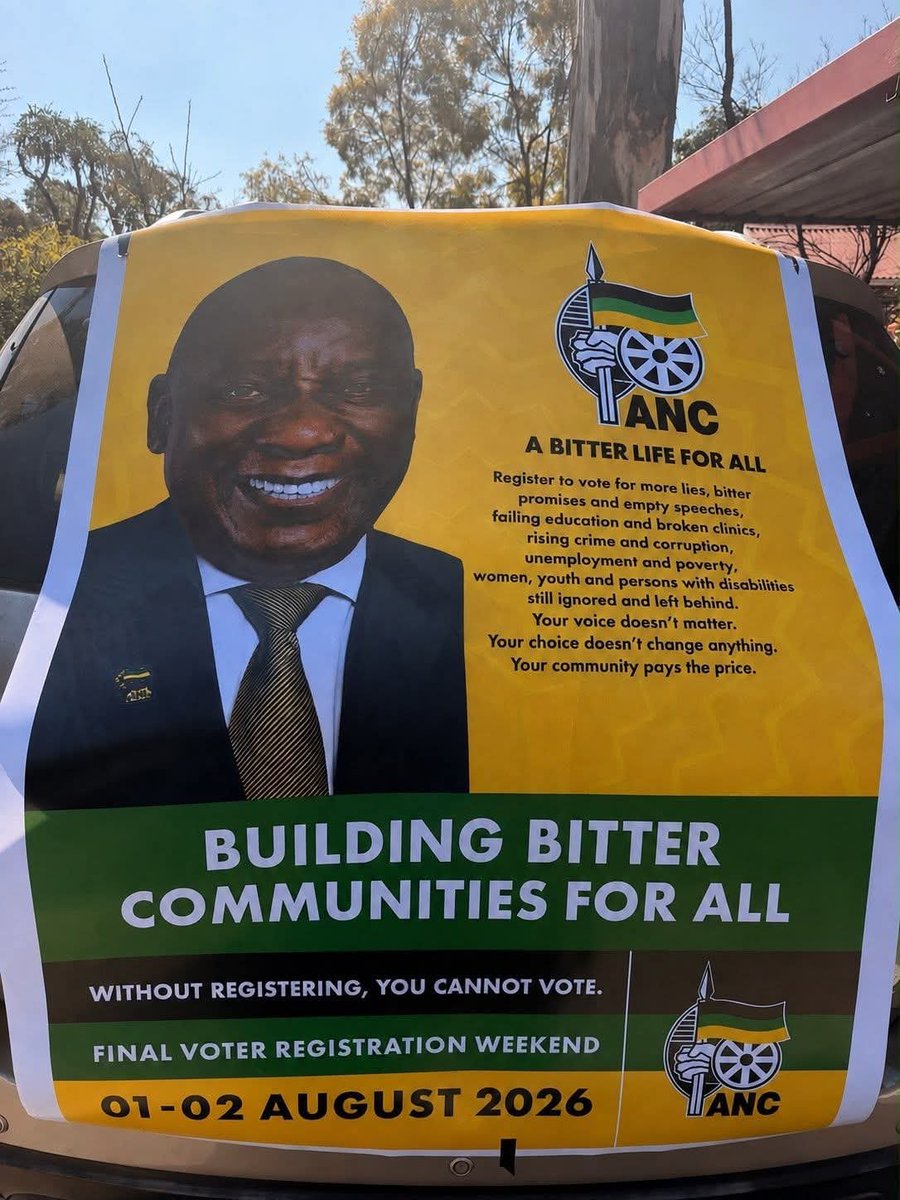 vaalsprings's tweet photo. Yes, we are bitter. #VoetsekANC https://t.co/dmBg0yU5MY