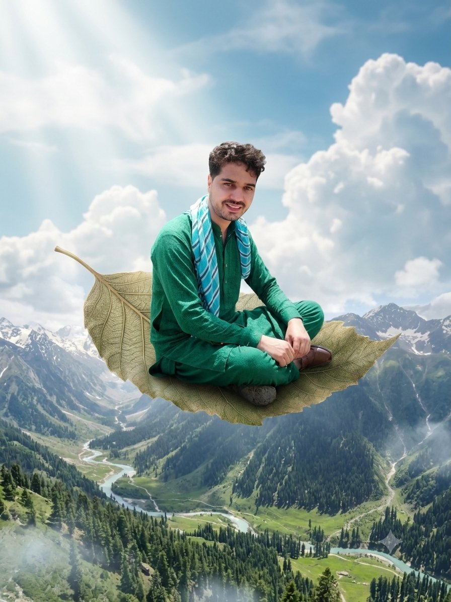 LocalPrince235's tweet photo. Prompt 👇
Surreal fantasy scene, handsome young man in stylish green outfit and massy volume stylish hair cut with groomed beard sitting on a giant floating leaf in the sky, dreamy clouds and blue heaven background, cinematic adventure atmosphere, ultra-realistic details, floatin https://t.co/47bYzT3UC1