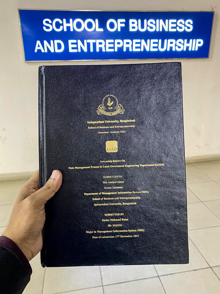 SanimDesigns's tweet photo. Better late than never!

Submitted my internship report on 'Data Management Process in LGED' at IUB back on Dec 17, 2023

Excited to blend my Major in MIS &amp; Minor in Marketing to connect database systems with business strategy! 

#IUB #MIS #LGED #TechCareer https://t.co/Wg4rHs1ndO