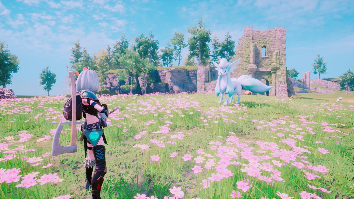 mero_GBO2_LBT's tweet photo. 教会があるキレイなお花畑を見つけたから ここに第二拠点を作る🌸

サイロを建てたいけど、テクノロジー欄にもなかった気がするんだけどあれどうやって解放するのかな

#パルワールド #palworld https://t.co/dNJWyW8yhC