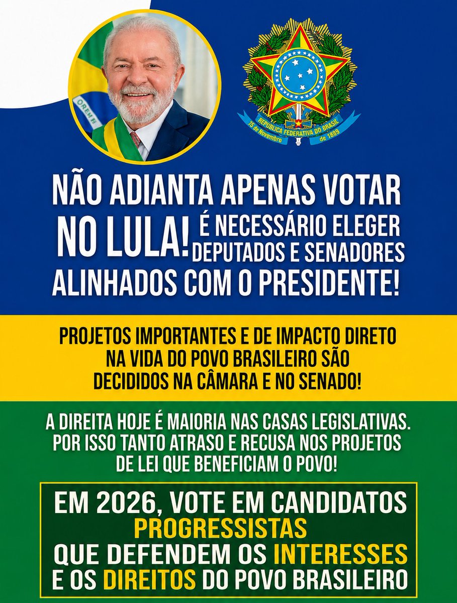 stuartvondick's tweet photo. Bora Brasil !

A hora decisiva está chegando! Vamos limpar esse Congresso Inimigo do Povo e eleger quem representa o povo!

Eu tô com Lula! Eu tô com o Brasil! 🇧🇷 https://t.co/snpOXOdbNe