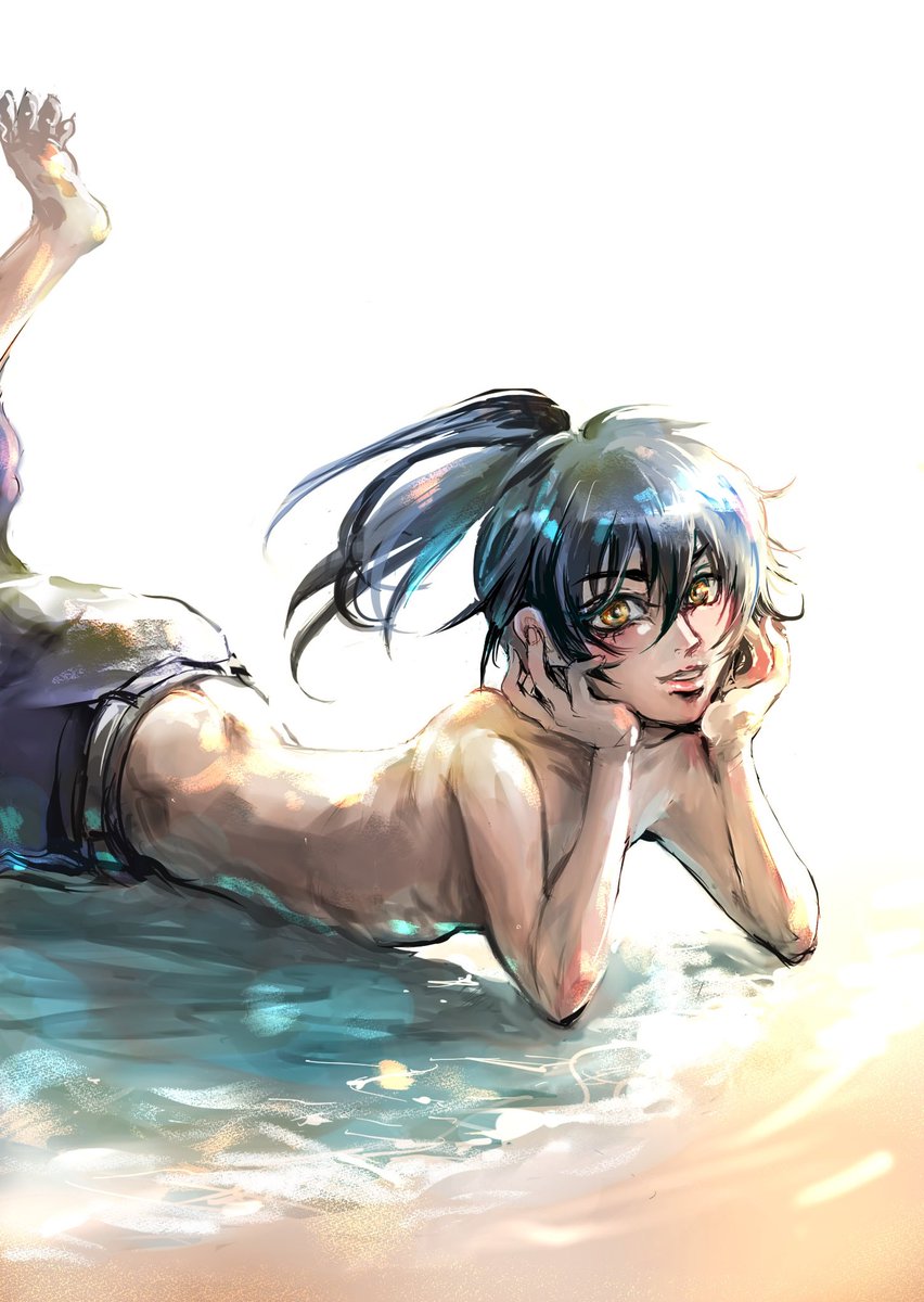 HaineProject's tweet photo. 「脱いじゃった♡」
#一次創作
#イラスト
#海 https://t.co/3TzFT7X1ee