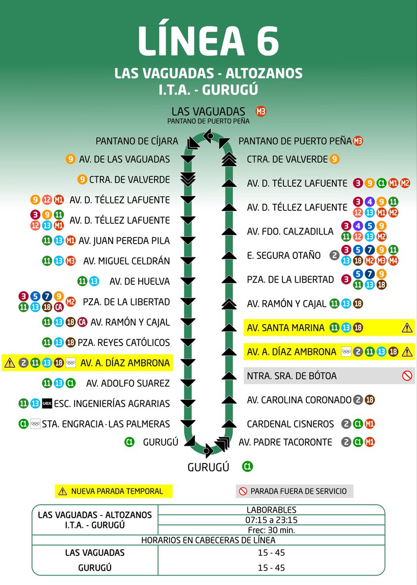 aytodebadajoz's tweet photo. 🚌 Consulta en la página web municipal los cambios que se producirán de manera temporal en algunas de las líneas de autobús, con motivo del inicio de las obras del parking de Entrepuentes.

ℹ️Toda la información sobre estos cambios y desvíos en el tráfico en https://t.co/I348bZUhpC