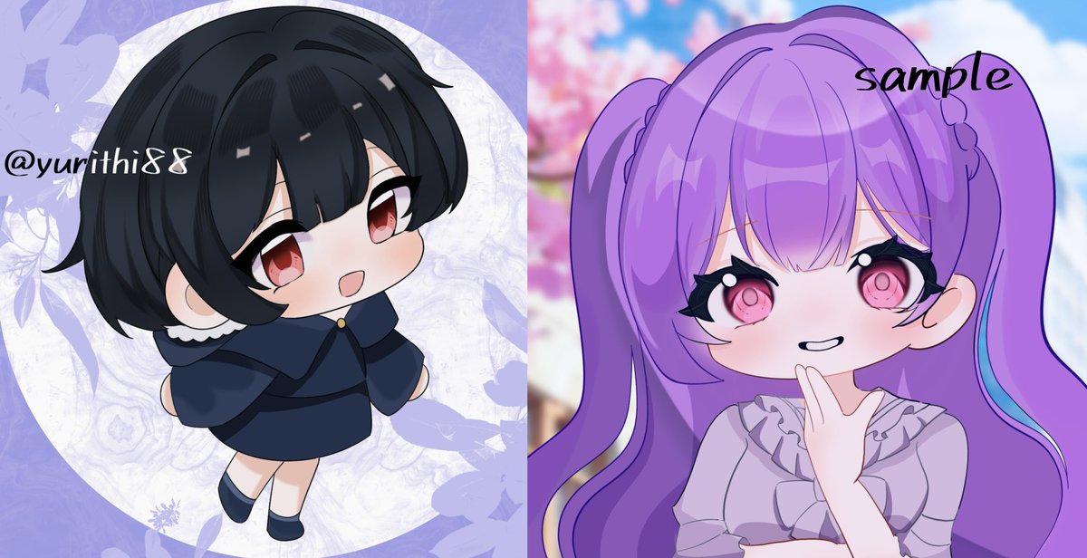 yurithi88's tweet photo. 【ミニキャラ無償企画】

参加方法：F＋RT
（引用RT確率🆙）

当選人数：2
納期：8月中旬～下旬

単体でも夢絵でもなんでも可能です
商用利用可

#夢絵企画 #無償夢絵企画  #イラスト企画 https://t.co/LDzYoVc5Mb