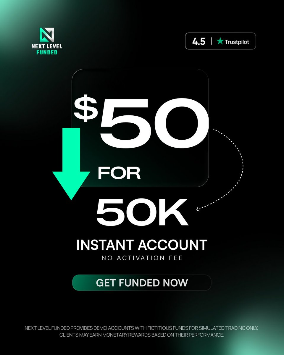NextLvlFunded's tweet photo. Still thinking about it?

For just $50, you can get a $50K Instant Beginner Account.

Opportunities don't stay this affordable forever. https://t.co/eLzqrDTNdS