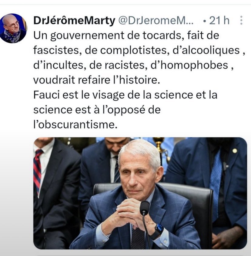 VictorSinclair3's tweet photo. Tiens !
Notre ami Jérôme Marty commencerait il a sentir ses petits poils de fesses se mettre à chauffer ?
Il faut dire que si on apprend que Fauci a menti comme un porc, tous ceux qui ont répété ses mensonges, finiront par devoir rendre des comptes.
PARTOUT DANS LE MONDE JÉJÉ !… https://t.co/3X8M4mUmrC
