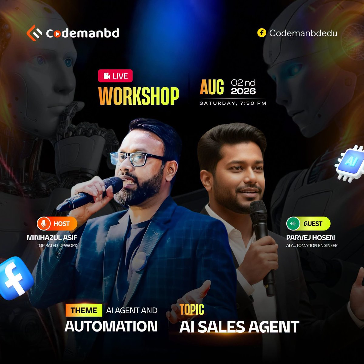 codemanbd's tweet photo. AI Automation নিয়ে ক্যারিয়ার গড়তে প্রস্তুত? কীভাবে AI Sales Agent কাজ করে এবং এটি ব্যবহার করে Sales ও Business Automation আরও সহজ করা যায়।
Guest: Parvej Hosen, AI Automation Engineer
📅 আজ
⏰ সন্ধ্যা ৭:৩০ মিনিট
#CodemanBD #LiveWorkshop #AIAutomation #AIAgent #AISalesAgent https://t.co/BuL5C8XmrW