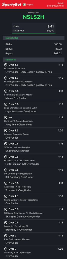 dfwpehlumiiii's tweet photo. CC: @Mrbankstips 
Football games on https://t.co/RhuVmdO7Iy converted to sportybet⤵️

UDJ6K2 M0MTXL NSLS2H -sporty🧑🏿‍💻

Follow 4 convert of codes 2 ur preferred bookies! 

Retweet 4 larger audience😤🗣️ https://t.co/hyb0swZHzl