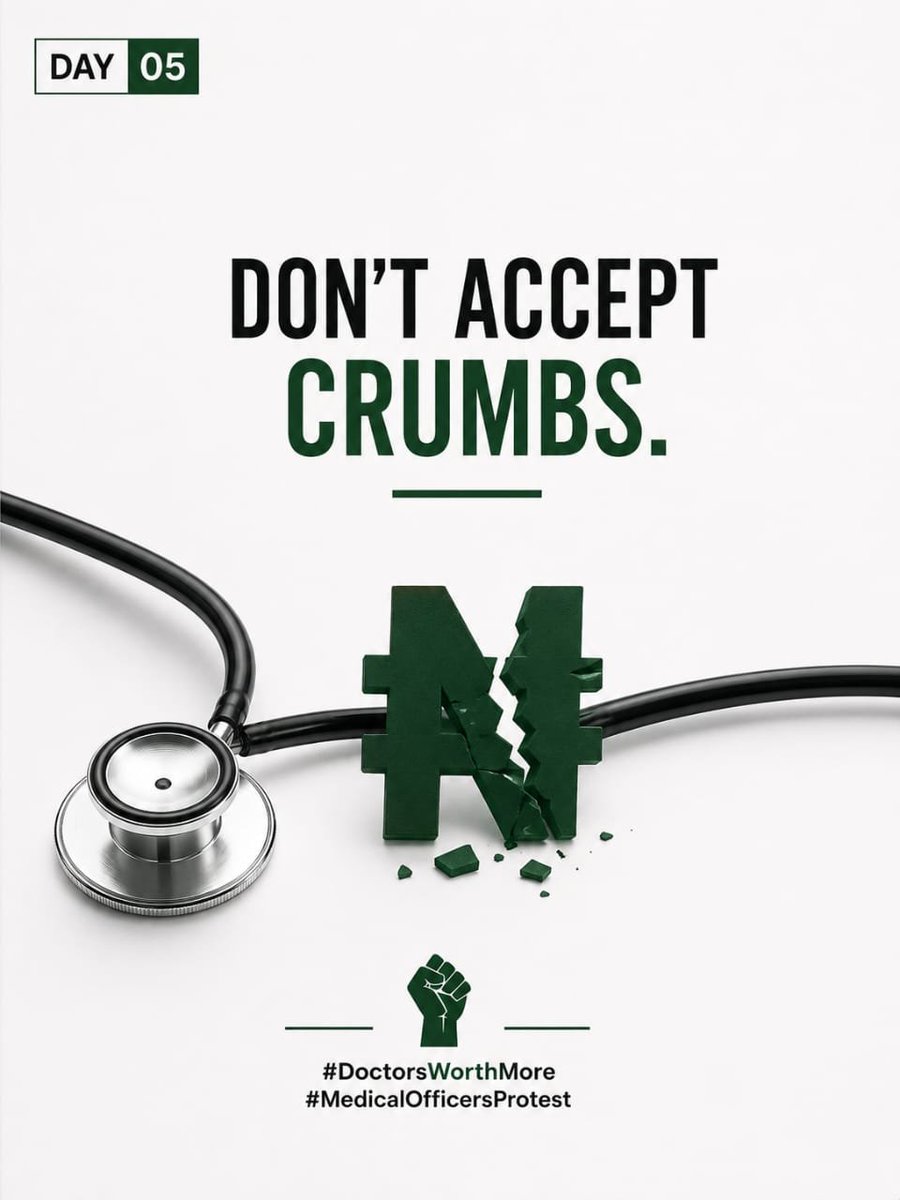 MedicaDental01's tweet photo. accepted a salary below ₦300k because you were afraid of being unemployed? This desperation is exactly what hospital owners exploit. You are not desperate. You are valuable. You are skilled. You are irreplaceable. Stop accepting crumbs.#DoctorsWorthMore #MedicalOfficersProtest https://t.co/S4xtkCNztG