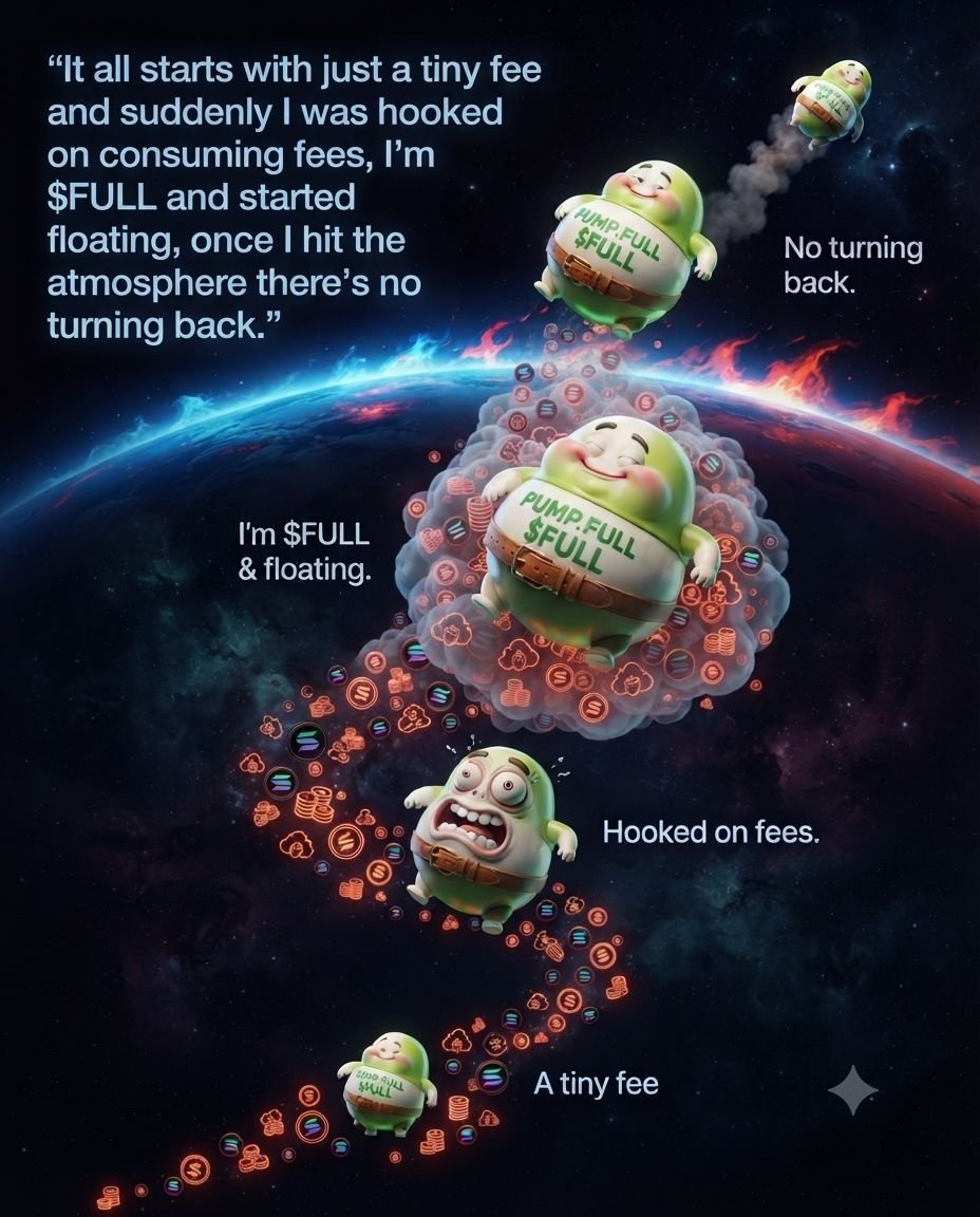 PumpFullPill's tweet photo. "It all starts with just a tiny fee and suddenly I was hooked on consuming fees, I'm $FULL and started floating, once I hit the atmosphere there's no turning back." 🚀💊

PUMP.FULL #PUMPFULL https://t.co/xVVCQIqClV