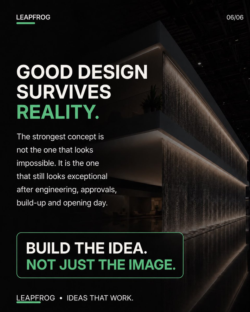 a2zproduction's tweet photo. At Leapfrog, we Design with Execution in mind from the very beginning.
Build the idea. Not just the image.
#Leapfrog #ExhibitionDesign #StandDesign #EventProduction #IdeasThatWork https://t.co/JrYb1scqtF