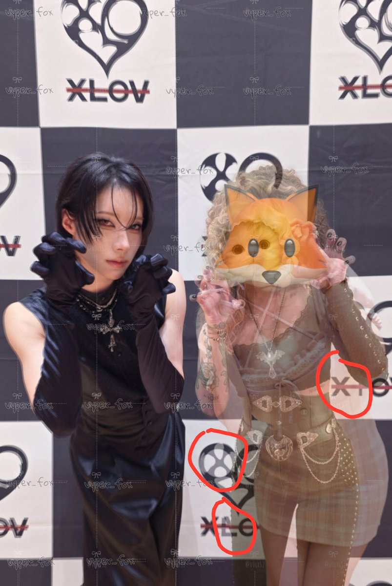 Iixcart's tweet photo. we tried to compare: 🦋/the bg are in the exact position, the fan is replaced, &amp; some icons are also missing. the 🦊 fancall is obv.

also worth to mention, i attended all shows of that jpn event (it was v small) &amp; i did not see anyone in that outfit ☠️ https://t.co/JxKke2Z1so