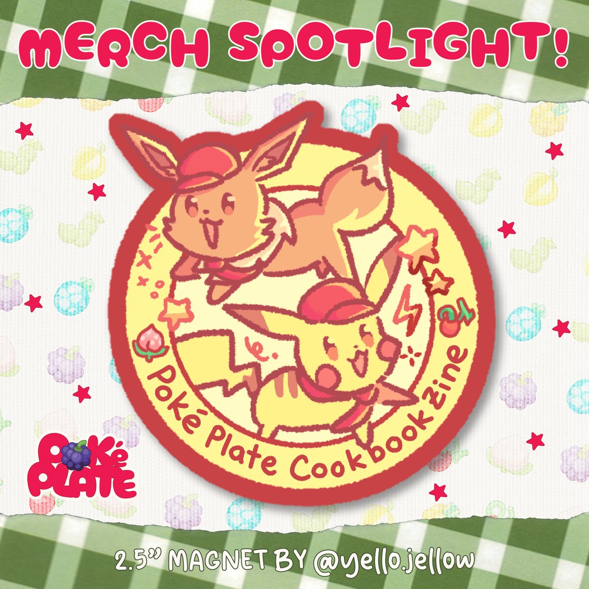 PokePlateZine's tweet photo. 🥢 MERCH SPOTLIGHT 🥢

Add some Pokémon friends to your kitchen with our absolutely lovable magnet by @yellojellowprez!

This magnet is included in our Champion's Feast bundle. ✨

🛒 https://t.co/KPceyAaq3E https://t.co/5gBoaz4Lvh