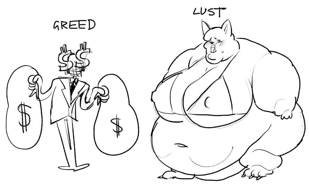 jackdiedagain's tweet photo. starting my own 7 deadly sins designs
heres greed and lust #lol https://t.co/wJvFCMbhQ8
