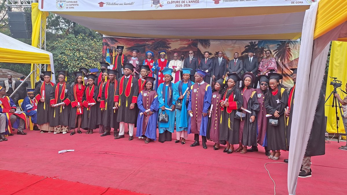 Kivuinfo24's tweet photo. Goma | July 31, 2026 🇨🇩

AFC Political Coordinator Corneille Nangaa attended the graduation ceremony at the Catholic University of Goma (La Sapientia). He encouraged graduates to see their degrees as the beginning of a responsibility to serve the nation through integrity, https://t.co/dTERgVX2bv