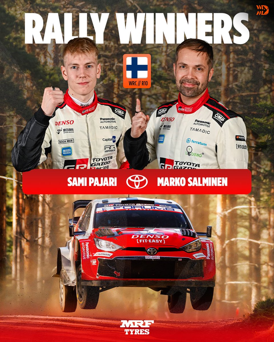 DirtFishRally's tweet photo. THEY'VE DONE IT AGAIN! 🇫🇮🏆🍾

Sami Pajari and Marko Salminen back up their Estonia win with VICTORY at home in Finland 🙌👏 https://t.co/opHJMddufd