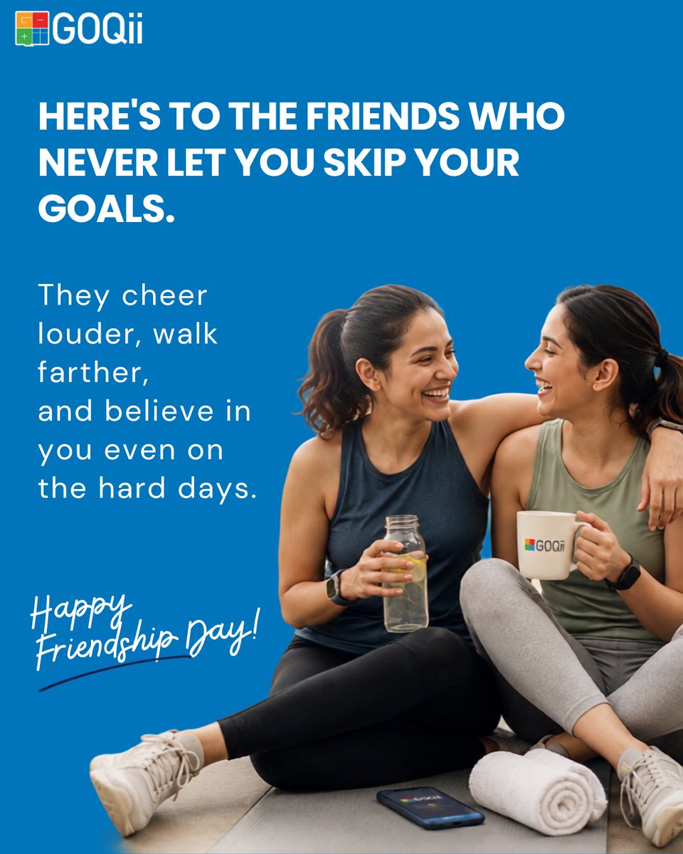GOQii's tweet photo. Cheers to friends who motivate, encourage, and keep us moving, one healthy habit at a time. 💙
Happy Friendship Day from Team GOQii!
#FriendshipDay #Wellness #GOQii https://t.co/PNPDFaJzdN