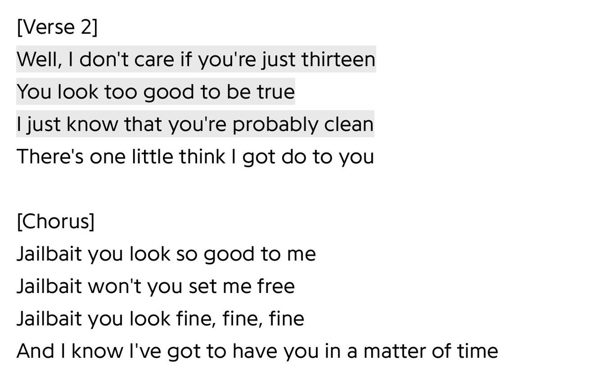 TrueSubtext's tweet photo. @TedNugent Right?? She didn’t even dodge the draft, get a girl’s parents to sign legal guardianship over to her so she could fuck an underage roadie, or write a song with the lyrics https://t.co/BYIsaVR7If