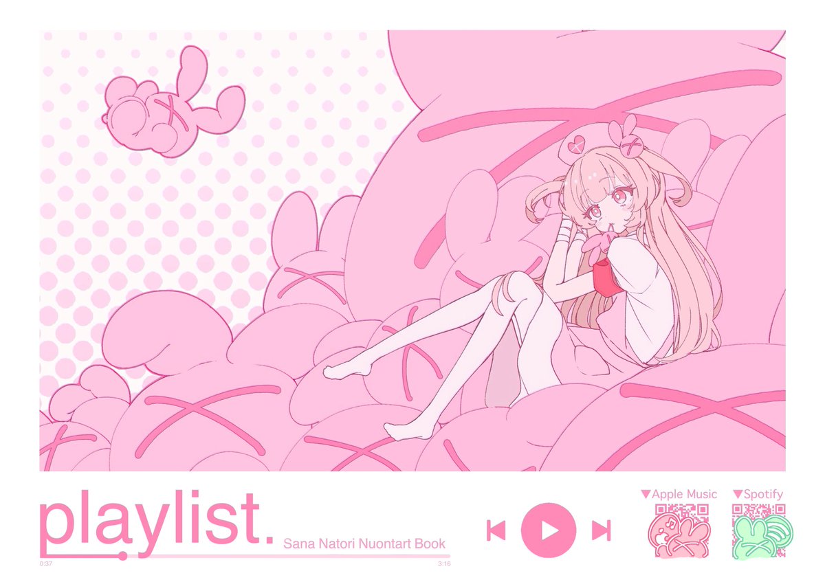 nakagawa_sugar's tweet photo. 【#C108 夏コミお品書き】
2026/8/15 東7ホール
K-36b『光速で40分』
新刊「playlist.」

全ページ描き下ろし、名取さなさんイメソンフルカラーイラスト本です🍆
🎧実物の表紙QRコードから実際のプレイリストに飛べます。

A5本文20p500円です。
色紙もあります。頑張ります✌️ https://t.co/9oaBJWg0l4