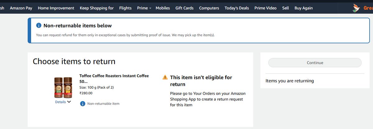 maddydilip's tweet photo. @amazonIN Ordered Toffee Coffee Roasters Instant Coffee 100gm pack of 2 but instead received 50gm pack of 1 and theres no option to return or contact https://t.co/bEHV0V076N it online shopping or some kind of scam? order ID: 406-7847868-0397955 https://t.co/FWbPd6LvbU