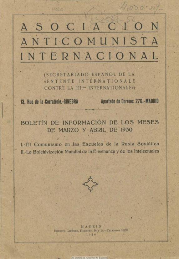 Ayer_revista's tweet photo. 📄En "Justificar la paranoia. La Entente Internationale Anticommuniste en España y Latinoamérica (1924-1939)" Rainer Matos Franco @rainermat (Universidad Anáhuac México) explora la relación de la EIA con Iberoamérica centrándose en España y Brasil ⤵️

🔗https://t.co/BbUs60yOtc https://t.co/DqvzHiN2KN