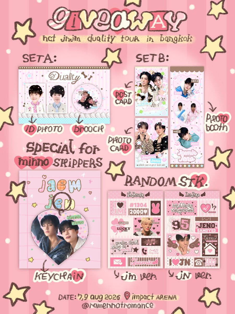 ramennotromance's tweet photo. 🪧 pls kindly rt 
giveaway ﹏duality tour ⌗ bkk

🐰 7'9 aug 2ㅇ26 🐶
ㅡ stickers , giveaway sets , special ♡ keychain for ꒰ minno shippers ꒱

💭 sh⬭w proof of ur support for jnjm
* exchange ? pls dm ! 👀🥣

#NCTJNJM_FANMEETING_TOUR_in_BKK
#NCTJNJM_FANMEETING_TOUR_DUALITY https://t.co/VEo3dsoOPc