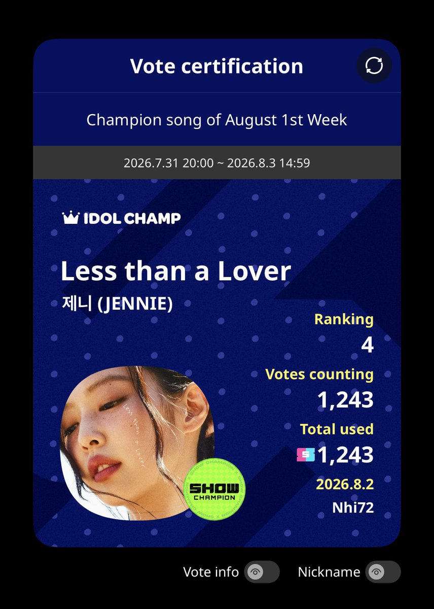 nhisoity's tweet photo. Vote for #JENNIE https://t.co/cphvWowxAl