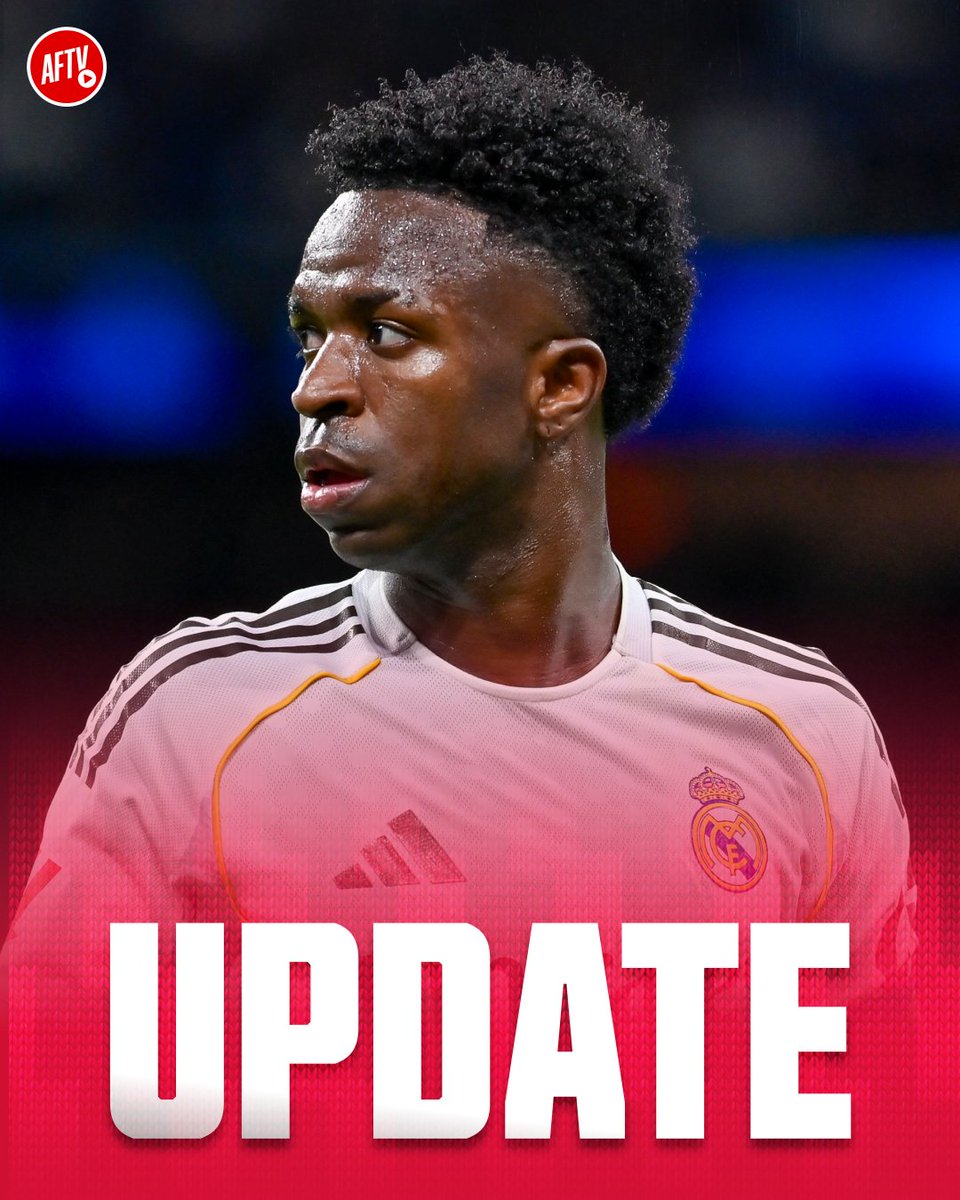 AFTVMedia's tweet photo. ⛓️‍💥 The situation between Vinícius Jr and Real Madrid has taken a major turn. According to reliable reports, the Brazilian winger is no longer interested in renewing his contract, bringing all extension negotiations to a complete halt.

Arsenal are keeping a very close eye on this developing situation and have internally decided to push with everything they have to secure the blockbuster signing of the Brazilian superstar. 🌟