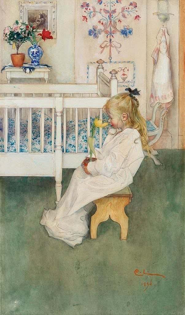 dinamittEros's tweet photo. Carl Larsson.
1853-1919. Pintor sueco.

Lisbeth con un tulipán amarillo.
Ca. 1894. Acuarela. https://t.co/gSSDKUTeYn