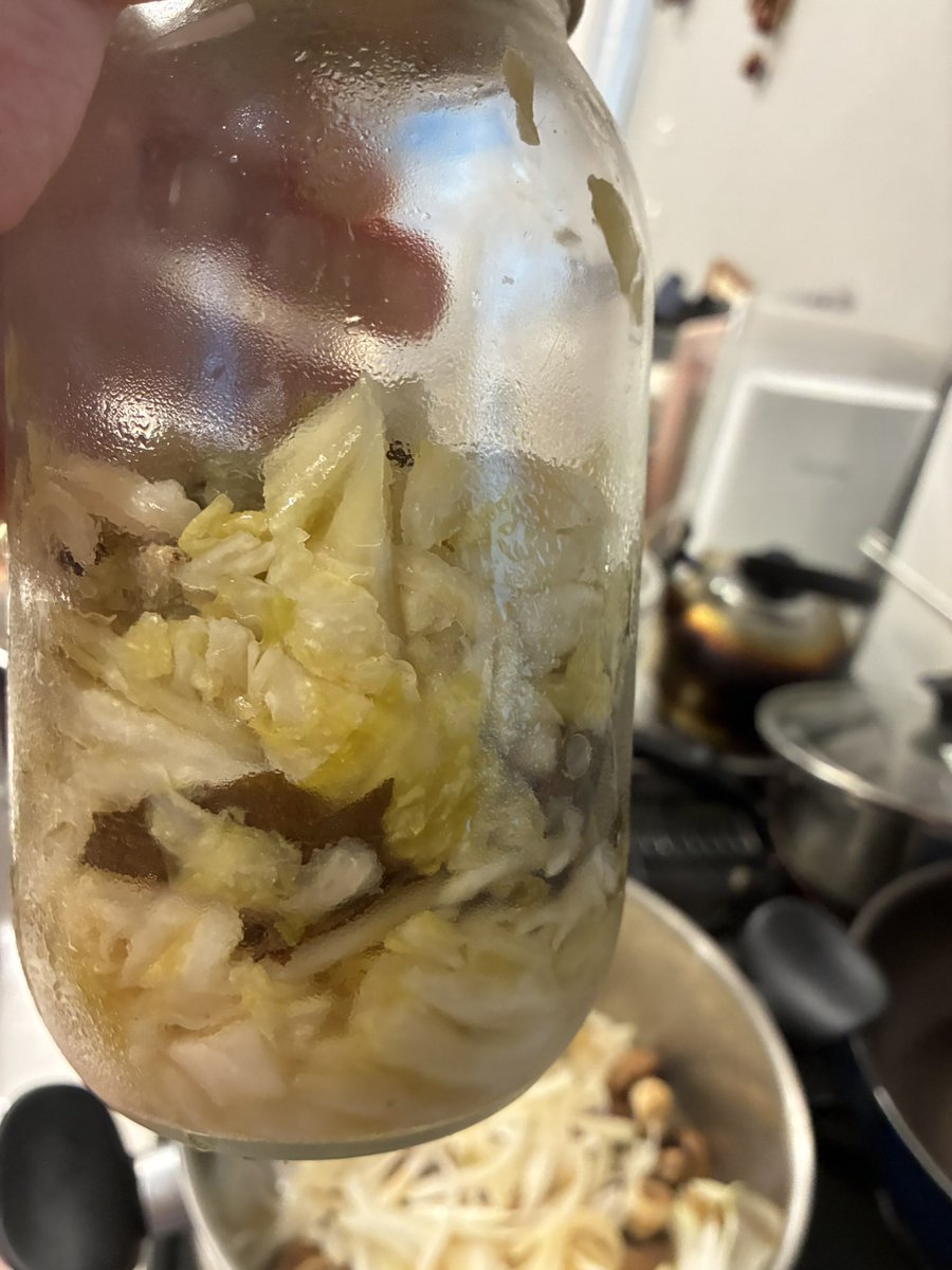pasbs's tweet photo. 自家製ザワークラウトの在庫を一掃したかったのでシュークルート。
豚肩ロースの塩豚とベーコンとソーセージとジャガイモにたっぷりザワークラウトに玉ねぎ。
美味しい。 https://t.co/e8IuvLOsD4