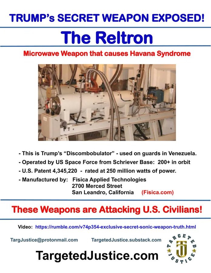 RLight30's tweet photo. The Reltron is Trump’s Secret Weapon.

This is the weapon that causes Havana Syndrome. https://t.co/iQUT48YOhD